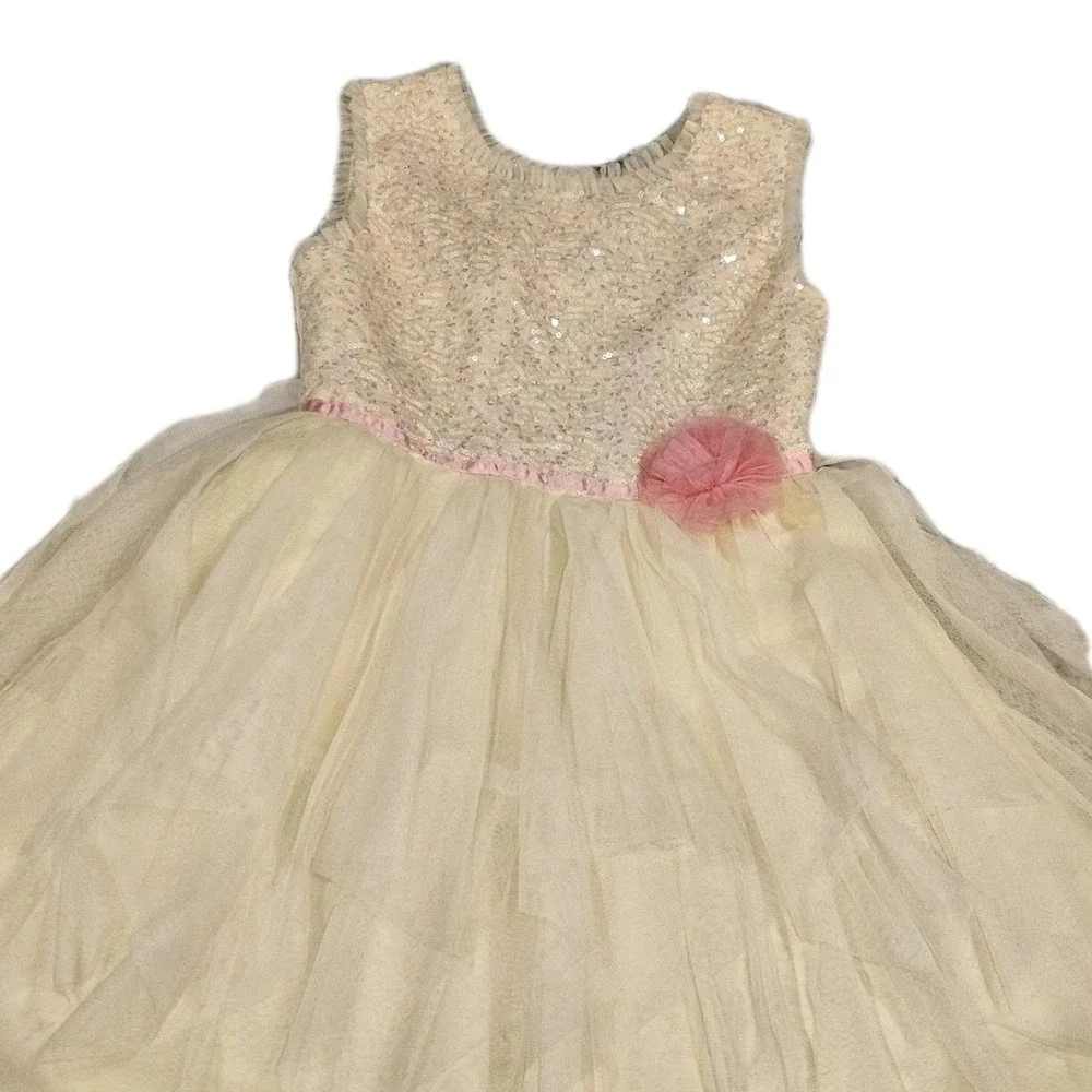 Jona Michelle Yellow Pastel Rainbow Sequins Easter Spring Tulle‎ Dress Size 7